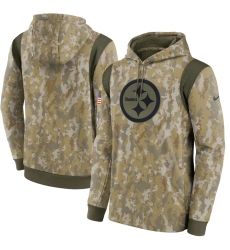 Men's Pittsburgh Steelers Nike Camo 2021 Salute To Service Therma Performance Pullover Hoodie