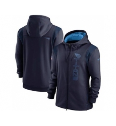 Men's Tennessee Titans 2021 Navy Sideline Team Performance Full-Zip Hoodie