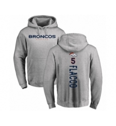 Football Denver Broncos #5 Joe Flacco Ash Backer Pullover Hoodie
