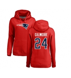 Football Women's New England Patriots #24 Stephon Gilmore Red Name & Number Logo Pullover Hoodie