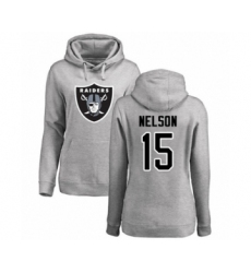 Football Women's Oakland Raiders #15 J. Nelson Ash Name & Number Logo Pullover Hoodie