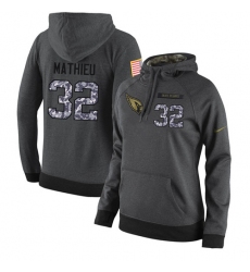 NFL Women Nike Arizona Cardinals #32 Tyrann Mathieu Stitched Black Anthracite Salute to Service Player Performance Hoodie