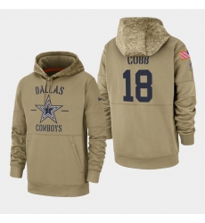 Men's Dallas Cowboys #18 Randall Cobb 2019 Salute to Service Sideline Therma Pullover Hoodie - Tan