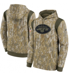 Men's New York Jets Nike Camo 2021 Salute To Service Therma Performance Pullover Hoodie