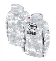 Men's Green Bay Packers 2024 Arctic Camo Salute To Service Club Fleece Pullover Hoodie