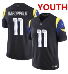 Youth los angeles rams #11 jimmy garoppolo midnight blue 2025 f.u.s.e. “rivalries” vapor limited football stitched jersey