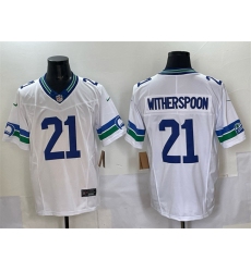 Men's Seattle Seahawks #21 Devon Witherspoon White F.U.S.E. Throwback Vapor Limited Football Stitched Jersey