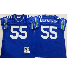 Men's Seattle Seahawks #55 Brian Bosworth Royal Throwback Football Stitched Jersey