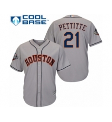 Youth Houston Astros #21 Andy Pettitte Authentic Grey Road Cool Base 2019 World Series Bound Baseball Jersey