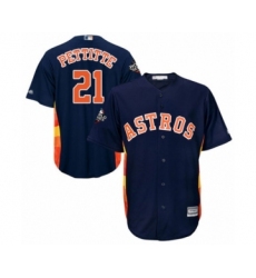 Youth Houston Astros #21 Andy Pettitte Authentic Navy Blue Alternate Cool Base 2019 World Series Bound Baseball Jersey