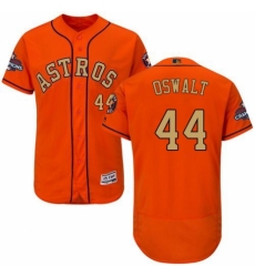 Men's Majestic Houston Astros #44 Roy Oswalt Orange Alternate 2018 Gold Program Flex Base Authentic Collection MLB Jersey