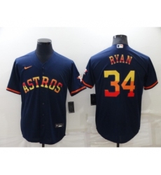 Men's Houston Astros #34 Nolan Ryan Navy Blue Rainbow Stitched MLB Cool Base Nike Jersey