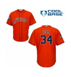 Youth Houston Astros #34 Nolan Ryan Authentic Orange Alternate Cool Base 2019 World Series Bound Baseball Jersey