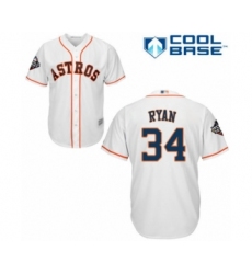 Youth Houston Astros #34 Nolan Ryan Authentic White Home Cool Base 2019 World Series Bound Baseball Jersey