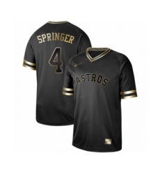 Men's Houston Astros #4 George Springer Authentic Black Gold Fashion Baseball Jersey