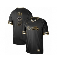 Men's Atlanta Braves #6 Bobby Cox Authentic Black Gold Fashion Baseball Jersey
