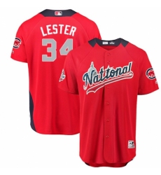 Men's Majestic Chicago Cubs #34 Jon Lester Game Red National League 2018 MLB All-Star MLB Jersey