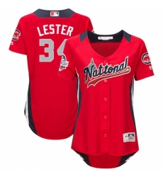 Women's Majestic Chicago Cubs #34 Jon Lester Game Red National League 2018 MLB All-Star MLB Jersey