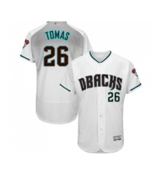 Men's Arizona Diamondbacks #26 Yasmany Tomas White Teal Alternate Authentic Collection Flex Base Baseball Jersey