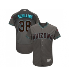 Men's Arizona Diamondbacks #38 Curt Schilling Gray Teal Alternate Authentic Collection Flex Base Baseball Jersey