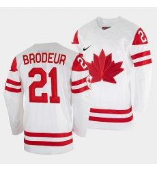 Men's Martin Brodeur Canada Hockey White 2022 Winter Olympic #21 Salt Lake City Jersey