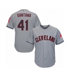 Men's Cleveland Indians #41 Carlos Santana Replica Grey Road Cool Base Baseball Jersey
