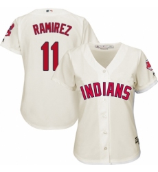 Women's Majestic Cleveland Indians #11 Jose Ramirez Replica Cream Alternate 2 Cool Base MLB Jersey