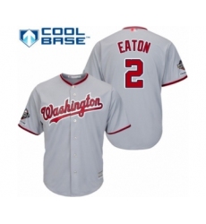 Youth Washington Nationals #2 Adam Eaton Authentic Grey Road Cool Base 2019 World Series Champions Baseball Jersey