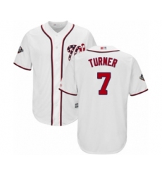 Youth Washington Nationals #7 Trea Turner Authentic White Home Cool Base 2019 World Series Bound Baseball Jersey