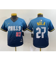Women's Philadelphia Phillies #27 Aaron Nola Blue 2024 City Connect Limited Stitched Jersey