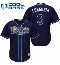 Men's Majestic Tampa Bay Rays #3 Evan Longoria Replica Navy Blue Alternate Cool Base MLB Jersey