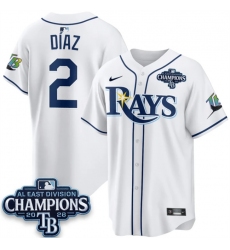 Men's Tampa Bay Rays #2 Yandy Díaz White 2026 AL East Champions Limited Stitched Baseball Jersey