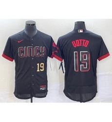 Men's Cincinnati Reds #30 Ken Griffey Jr Black 2023 City Connect Flex Base Stitched Jersey 1
