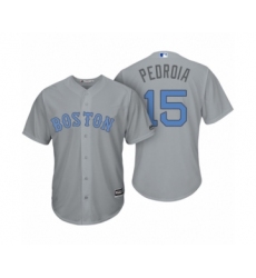 Youth Boston Red Sox #15 Dustin Pedroia Gray 2017 Fathers Day Cool Base Jersey