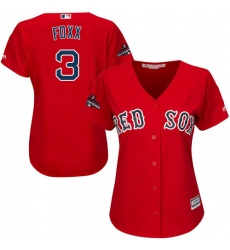 Women's Majestic Boston Red Sox #3 Jimmie Foxx Authentic Red Alternate Home 2018 World Series Champions MLB Jersey