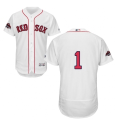 Men's Majestic Boston Red Sox #1 Bobby Doerr White Home Flex Base Authentic Collection 2018 World Series Champions MLB Jersey