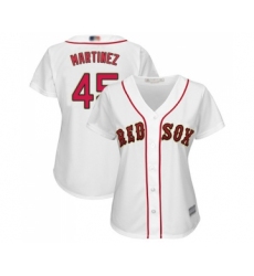 Women's Boston Red Sox #45 Pedro Martinez Authentic White 2019 Gold Program Cool Base Baseball Jersey