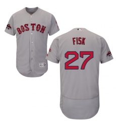 Men's Majestic Boston Red Sox #27 Carlton Fisk Red Alternate Flex Base Authentic Collection 2018 World Series Champions MLB Jersey