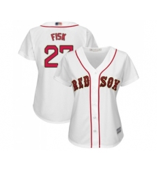 Women's Boston Red Sox #27 Carlton Fisk Authentic White 2019 Gold Program Cool Base Baseball Jersey