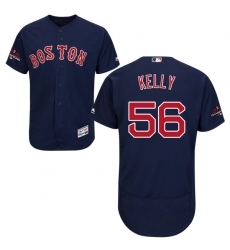 Men's Majestic Boston Red Sox #56 Joe Kelly Navy Blue Alternate Flex Base Authentic Collection 2018 World Series Champions MLB Jersey