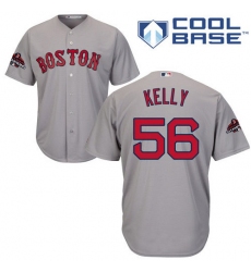 Youth Majestic Boston Red Sox #56 Joe Kelly Authentic Grey Road Cool Base 2018 World Series Champions MLB Jersey