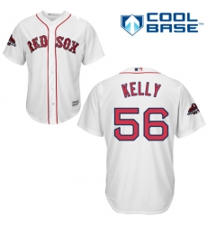Youth Majestic Boston Red Sox #56 Joe Kelly Authentic White Home Cool Base 2018 World Series Champions MLB Jersey