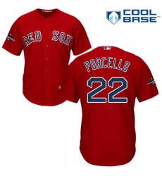 Youth Majestic Boston Red Sox #22 Rick Porcello Authentic Red Alternate Home Cool Base 2018 World Series Champions MLB Jersey