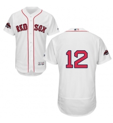 Men's Majestic Boston Red Sox #12 Brock Holt White Home Flex Base Authentic Collection 2018 World Series Champions MLB Jersey