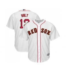 Youth Boston Red Sox #12 Brock Holt Authentic White 2019 Gold Program Cool Base Baseball Jersey