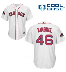 Youth Majestic Boston Red Sox #46 Craig Kimbrel Authentic White Home Cool Base 2018 World Series Champions MLB Jersey