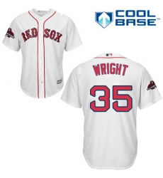 Youth Majestic Boston Red Sox #35 Steven Wright Authentic White Home Cool Base 2018 World Series Champions MLB Jersey