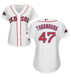 Women's Majestic Boston Red Sox #47 Tyler Thornburg Authentic White Home 2018 World Series Champions MLB Jersey