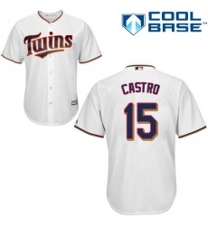 Men's Majestic Minnesota Twins #15 Jason Castro Replica White Home Cool Base MLB Jersey