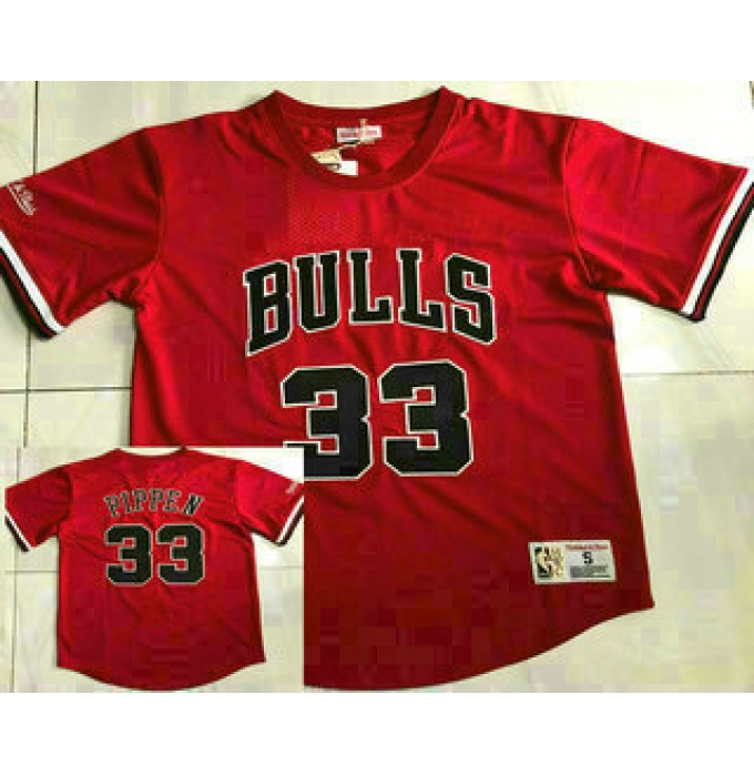 Men's Chicago Bulls #33 Scottie Pippen Red Short Sleeved AU Throwback Jersey